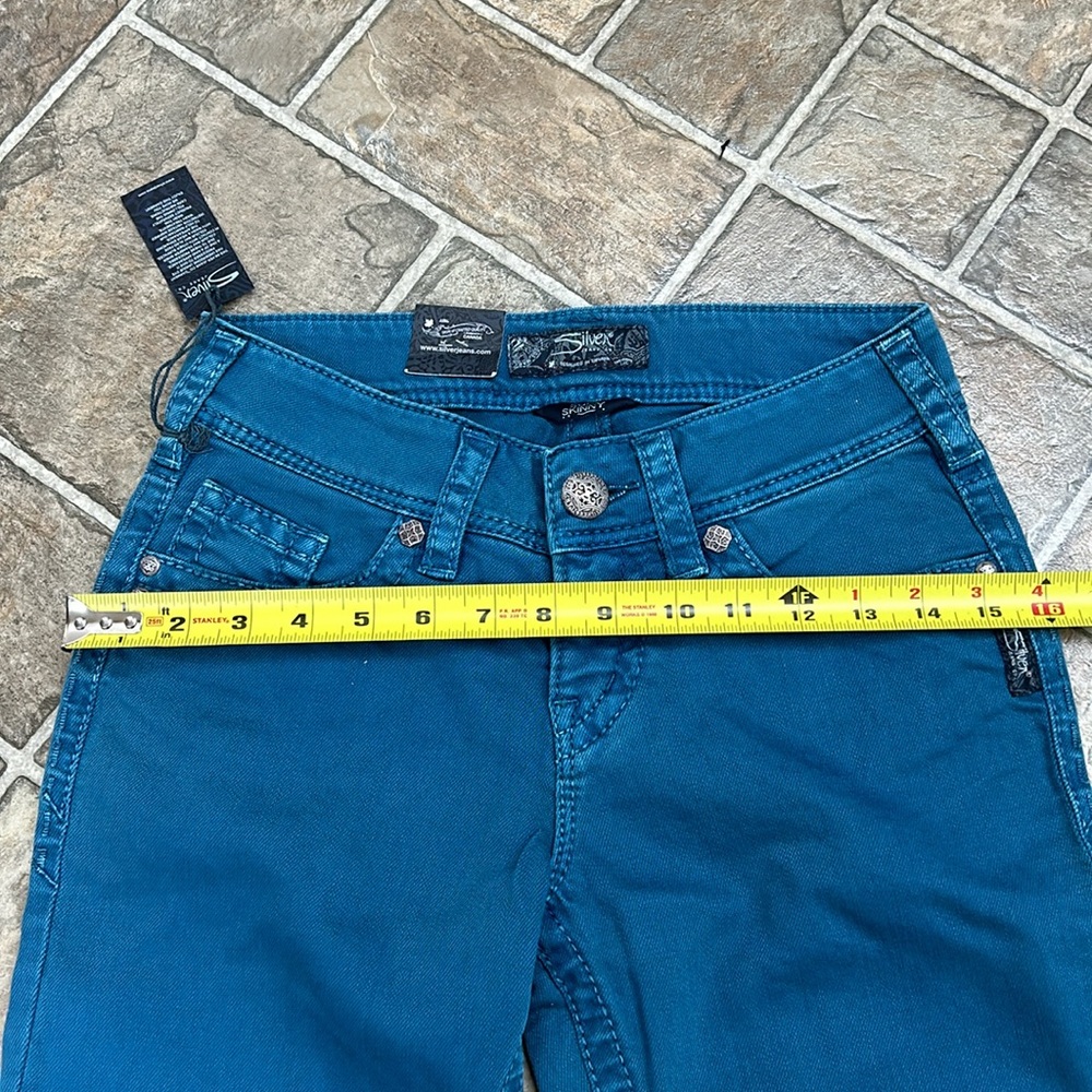 Silver Suki Skinny Jeans, Teal - Picture 11 of 15